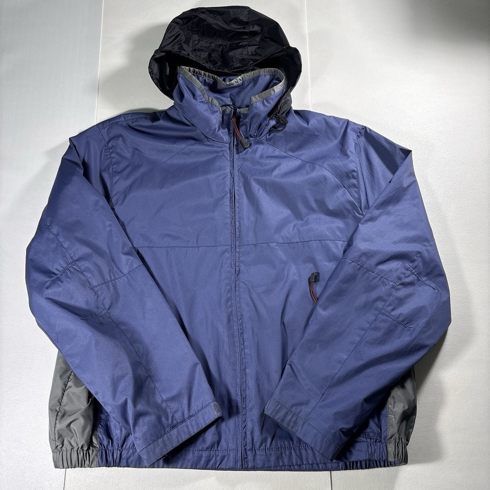 Cascades Pacific Trail Collection Men's XL Hooded Rain Jacket Blue Gray